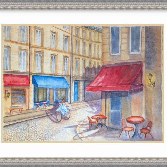 Café de Paris - Large Original Watercolor Painting (29"x21") - Parisian Street - Picture 2 of 7